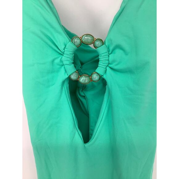 BECCA Women's Large Aqua Sea Marble Canyon Ariyah Ring One Piece Swimsuit K25-15 - Picture 6 of 8